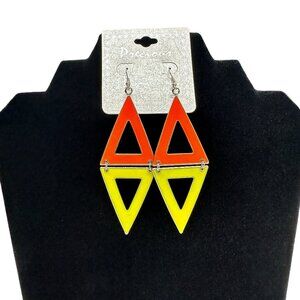Neon Yellow and Orange Triangle Earrings